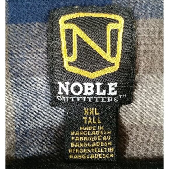 Noble Outfitters Men's Dark Blue & White Tartan Plaid Flannel Shirt Size XXL - Picture 3 of 7